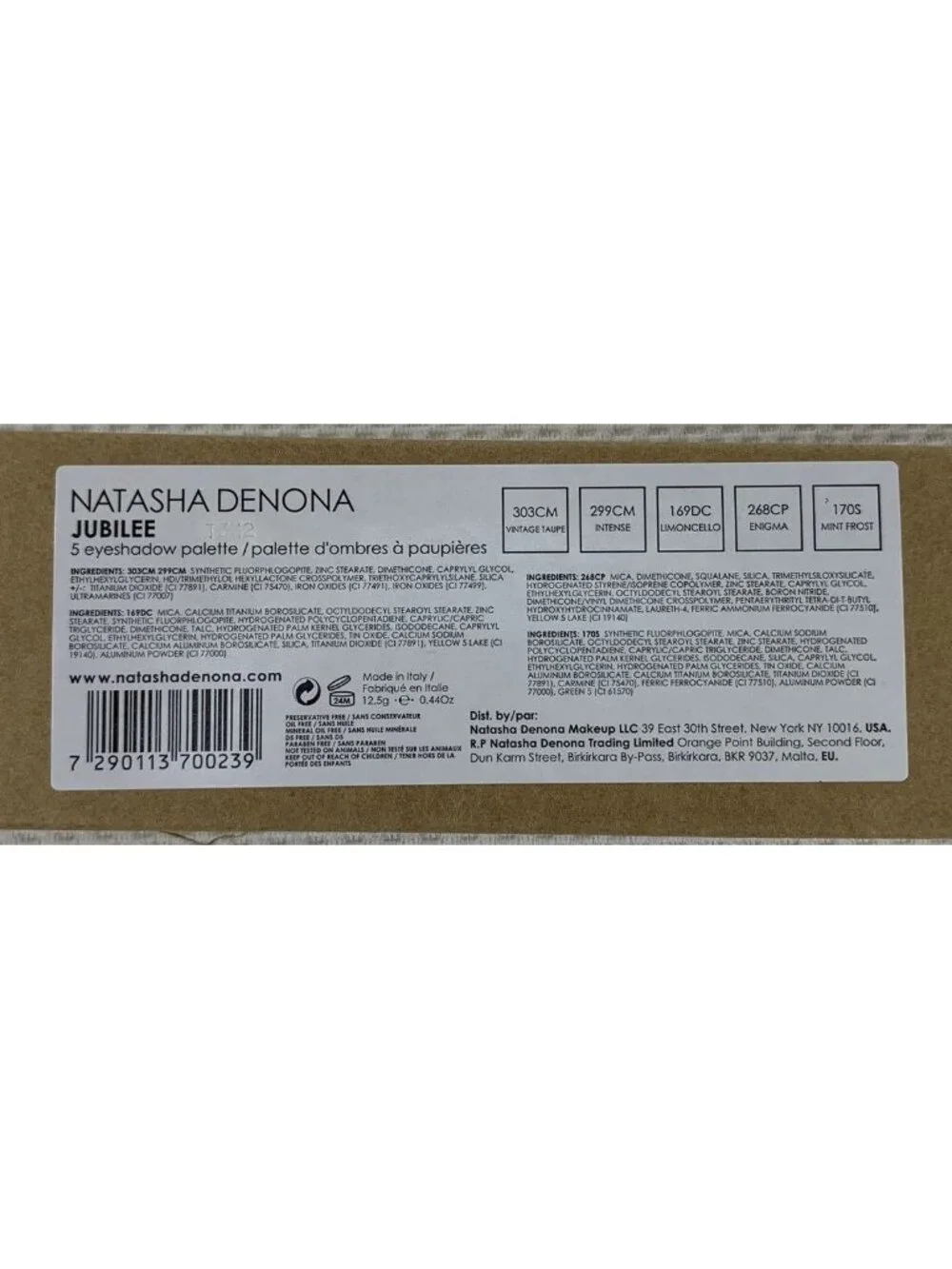 Natasha Denona Jubilee 5 Eyeshadow Palette Ultra Pigmented Full Size 12.5 g NEW